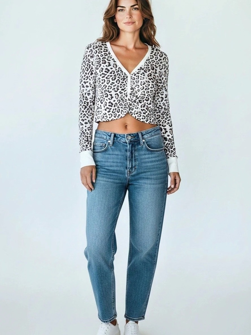 Leopard Print Cropped Cardigan